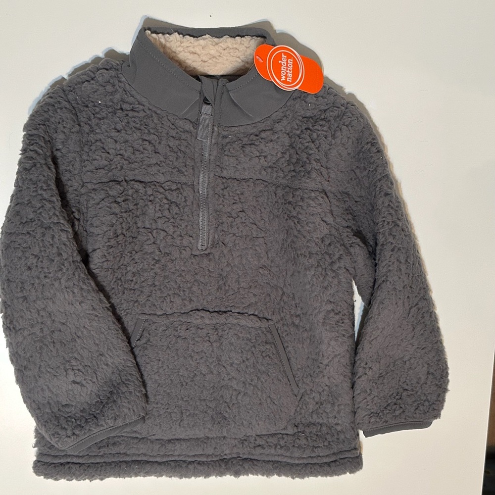Gray Sherpa Wonder Nation Charcoal Kids Fleece Pullover
